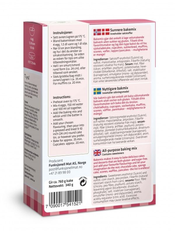 Sunnere Bakemix - Gluten og Sukkerfri 340g