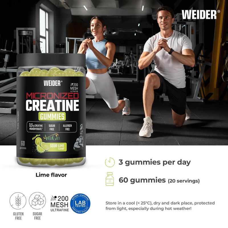 Weider - Premium PureCreatine 60 gummies - Sour Lime